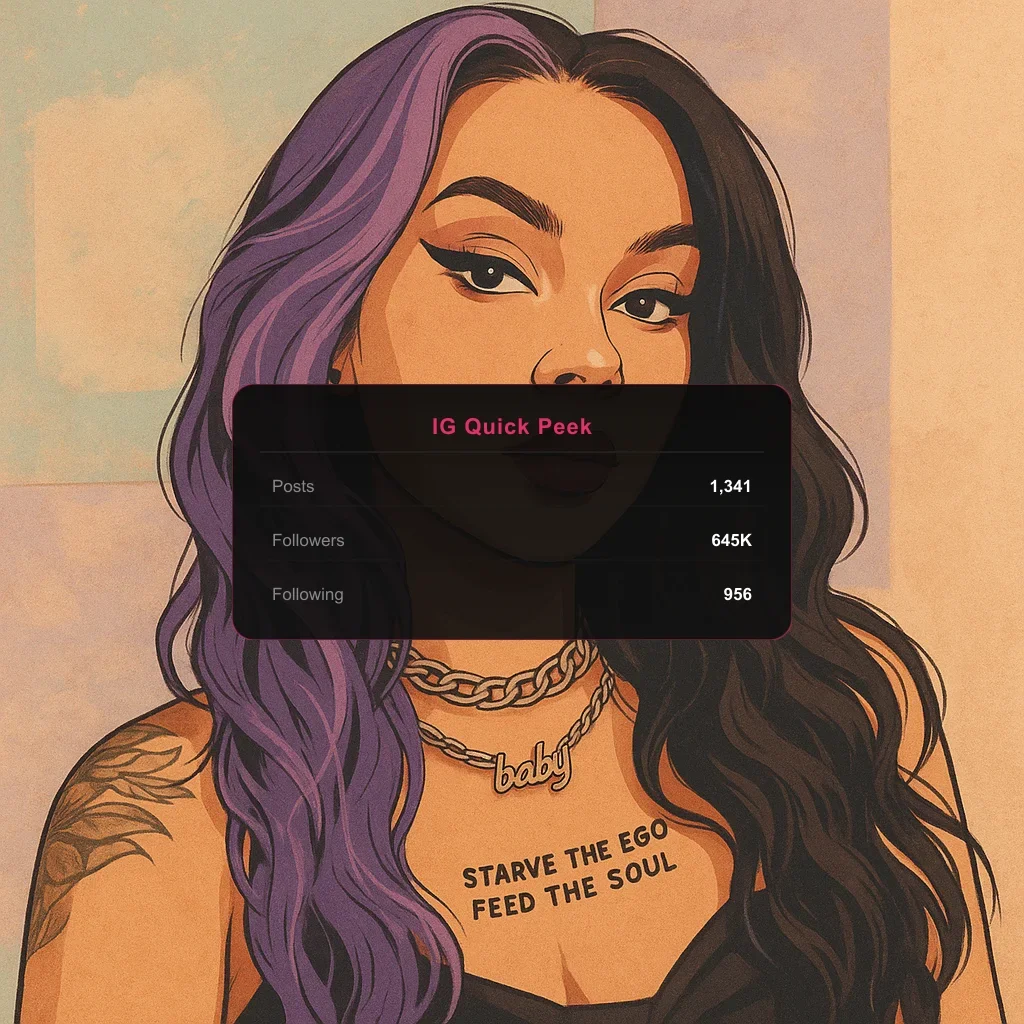 Elayna Black Portrait illustration + Instagram Quick Stats overlay